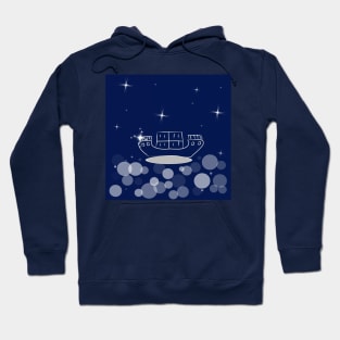 Sea, cruise, ship, journey, vacation with dark blue color background. Hoodie